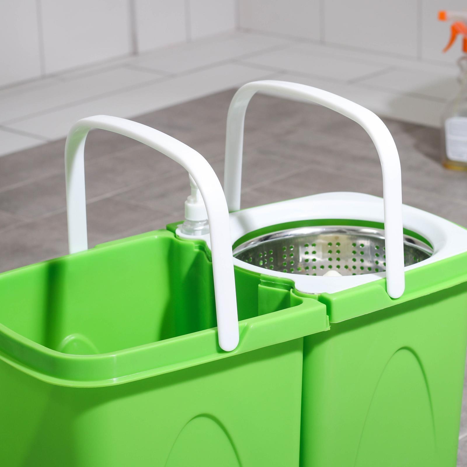 Набор для уборки: швабра, складное ведро с металлической центрифугой 20 л, запасная насадка, цвет МИКС