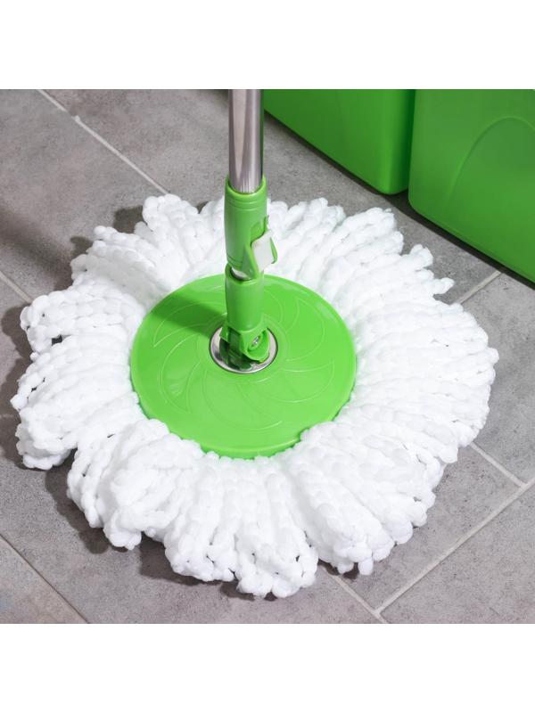 Набор для уборки: швабра, складное ведро с металлической центрифугой 20 л, запасная насадка, цвет МИКС