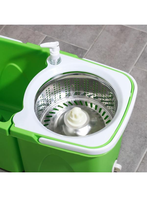 Набор для уборки: швабра, складное ведро с металлической центрифугой 20 л, запасная насадка, цвет МИКС