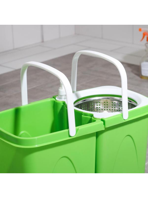 Набор для уборки: швабра, складное ведро с металлической центрифугой 20 л, запасная насадка, цвет МИКС