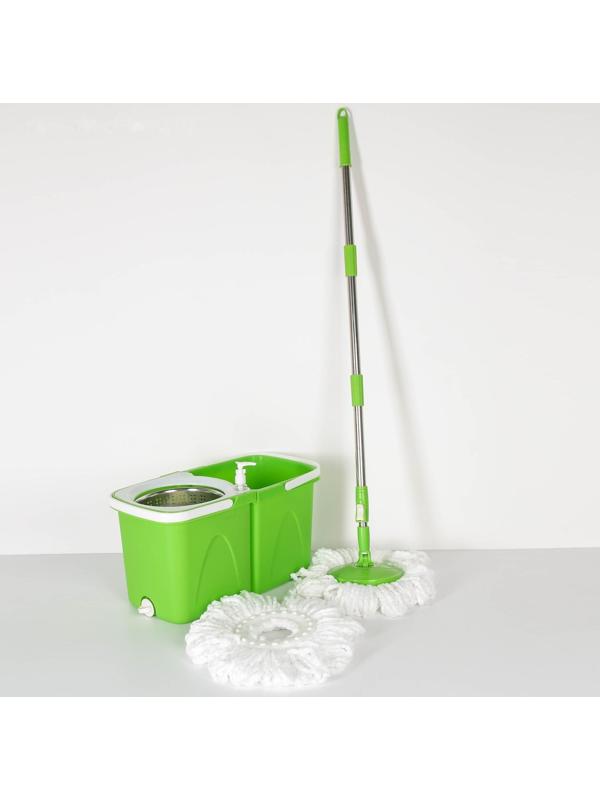 Набор для уборки: швабра, складное ведро с металлической центрифугой 20 л, запасная насадка, цвет МИКС