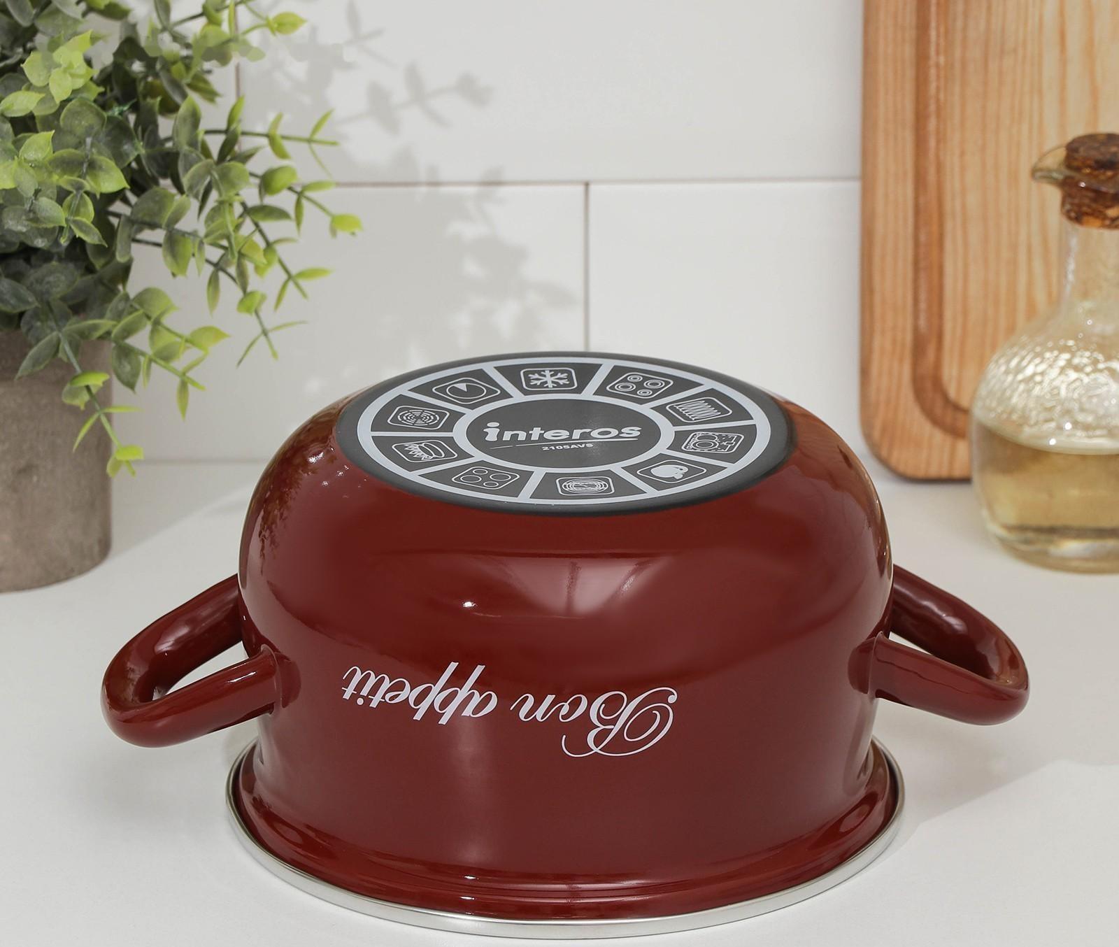Кастрюля «Бордо», 2,1 л, стеклянная крышка, индукция, цвет бордовый