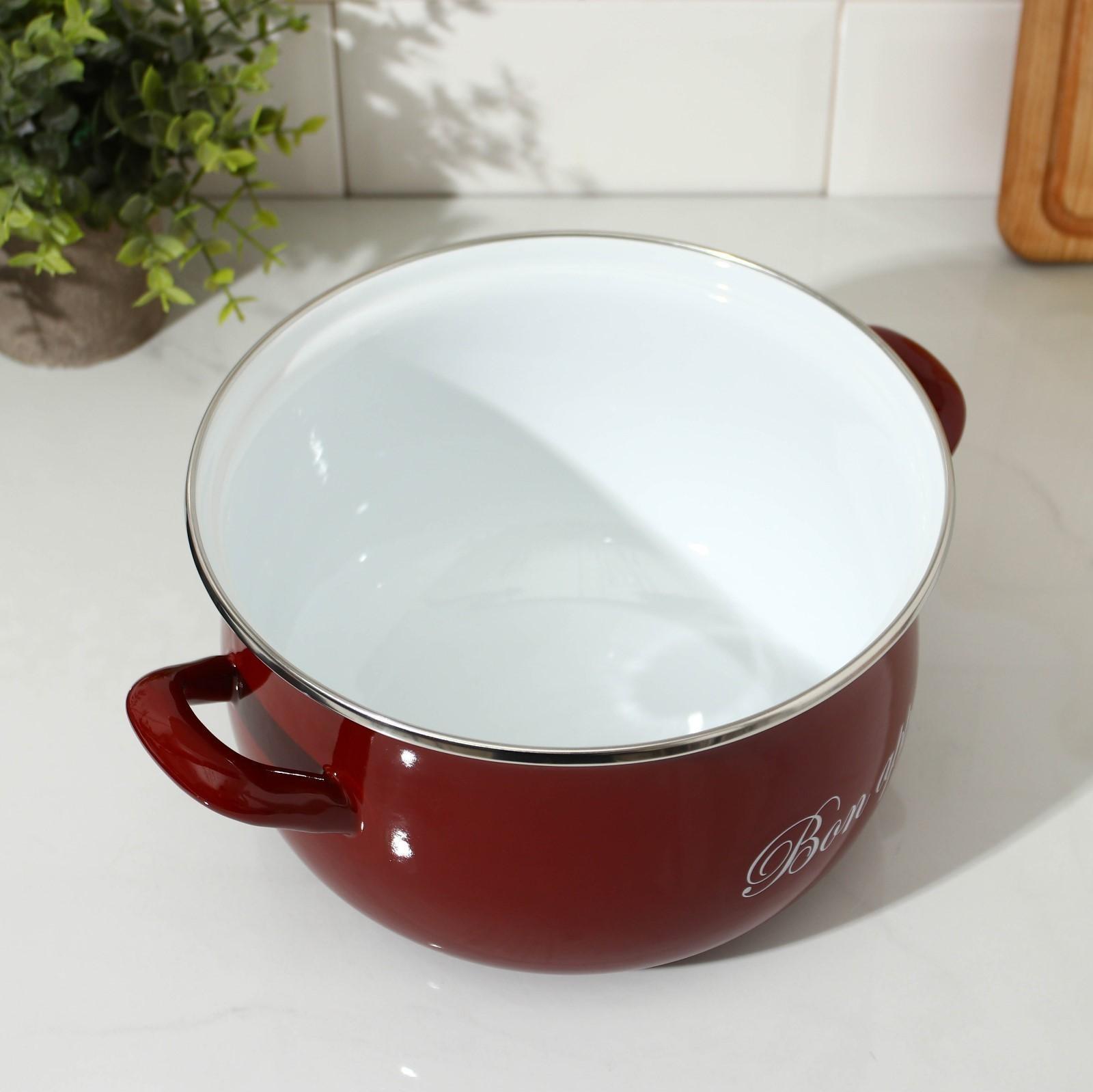 Кастрюля «Бордо», 4 л, стеклянная крышка, индукция, цвет бордовый