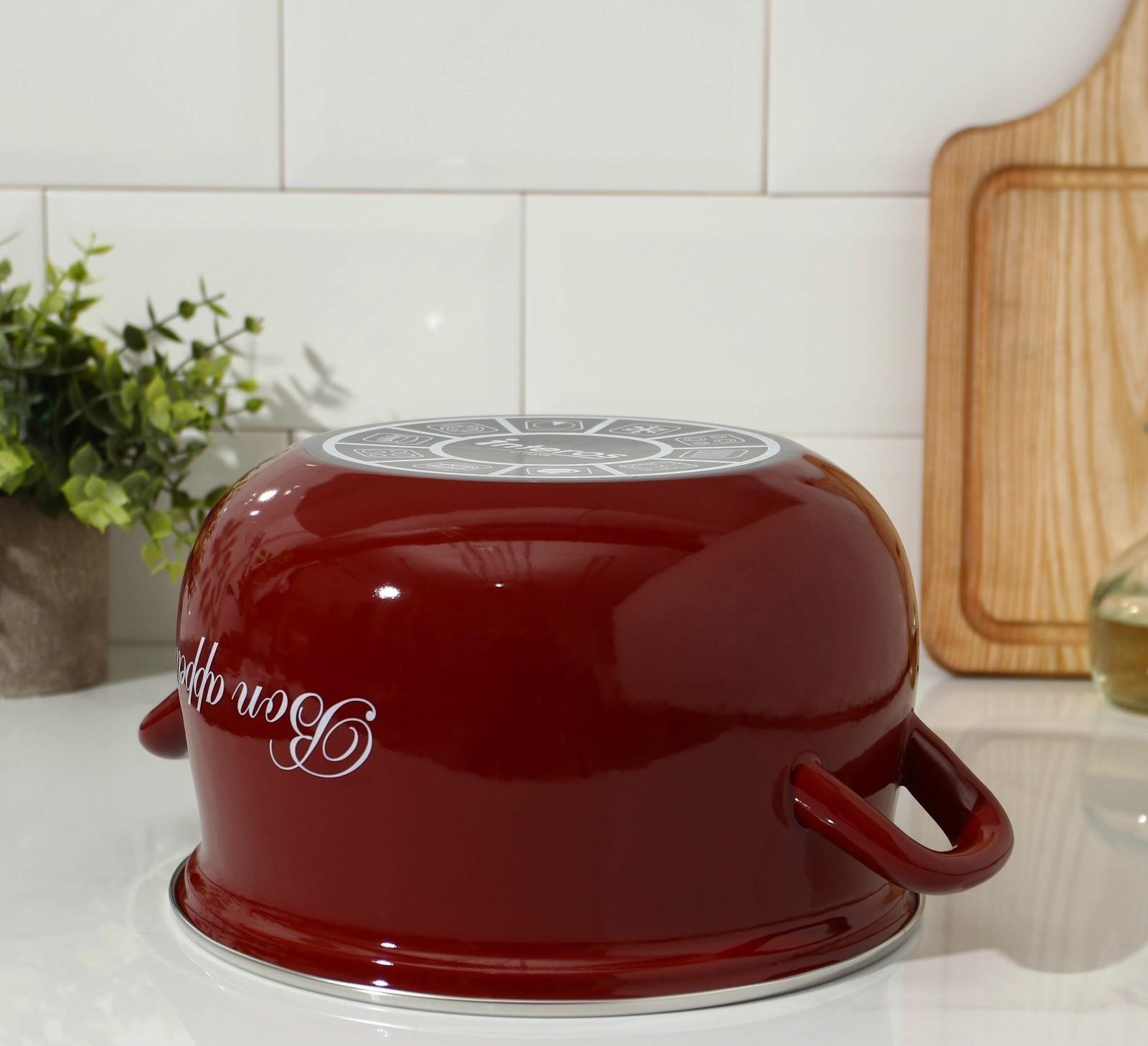 Кастрюля «Бордо», 4 л, стеклянная крышка, индукция, цвет бордовый