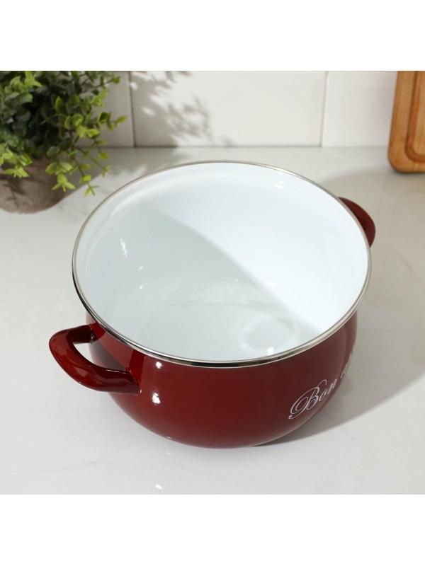 Кастрюля «Бордо», 4 л, стеклянная крышка, индукция, цвет бордовый