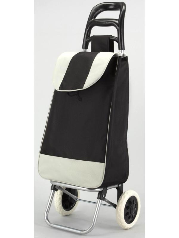 Сумка хозяйственная на колёсах, отдел на шнурке, нагрузка до 25 кг, цвет чёрный