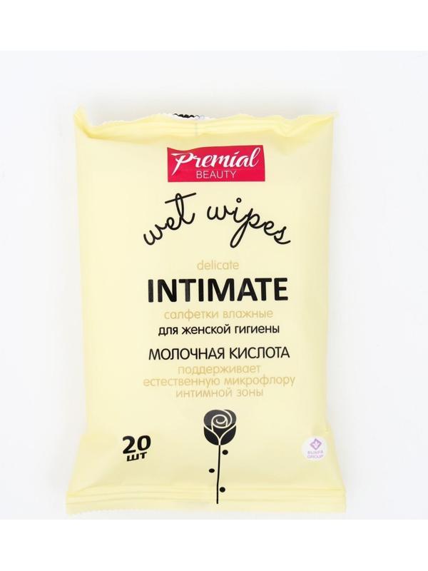 Влажные салфетки Premial, для интимной гигиены с молочной кислотой, 20 шт.