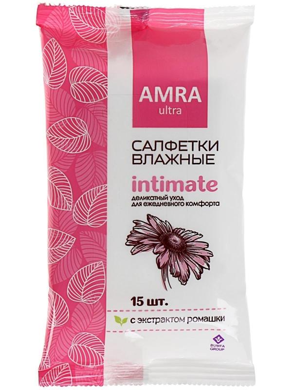 Влажные салфетки Amra, для интимной гигиены, женские, 15 шт.