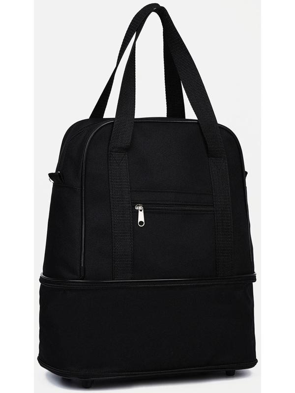 Сумка хозяйственная на молнии, с увеличением, наружный карман, цвет чёрный