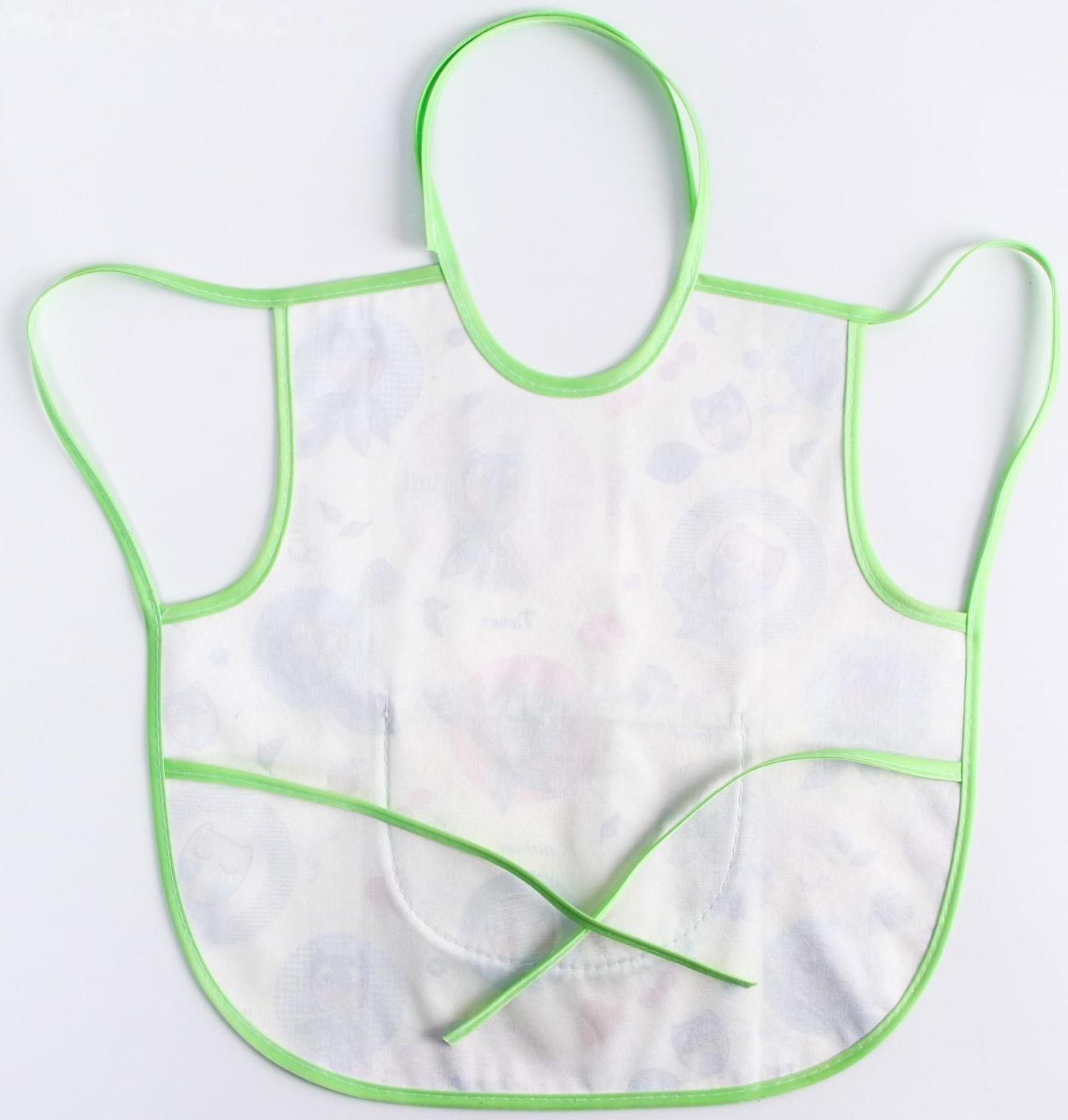 Фартук-нагрудник с карманом, из ткани с ПВХ покрытием, рисунок «Совы», цвет микс, 0071