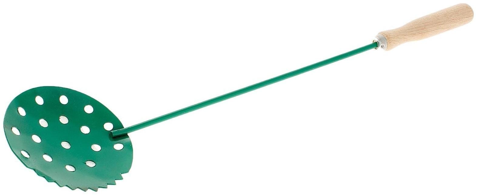 Черпак для льда с деревянной ручкой, цвет зелёный
