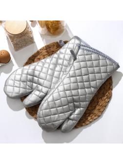 Набор прихваток «Профи», 2 шт, 37,5×17,5×2 см, цвет серый