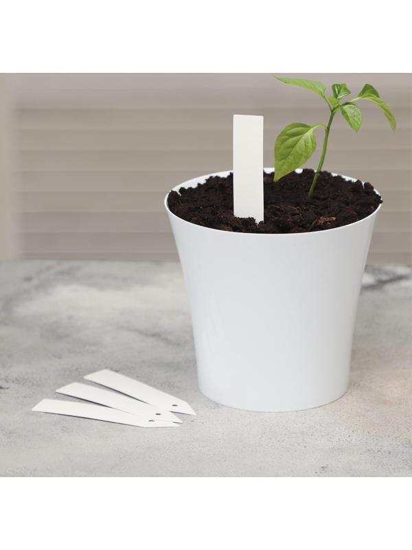 Бирки садовые для маркировки, 10 см, набор 20 шт., пластик, белые, Greengo