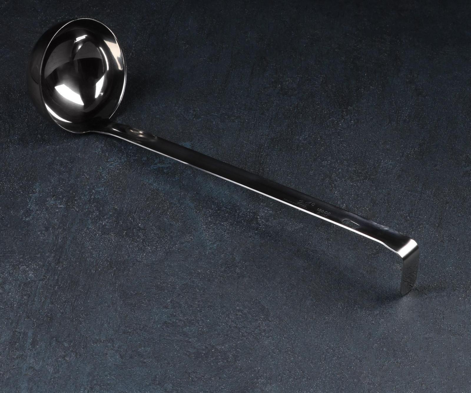 Половник из нержавеющей стали цельнотянутый, 180 мл, толщина стали 3 мм, цвет серебряный