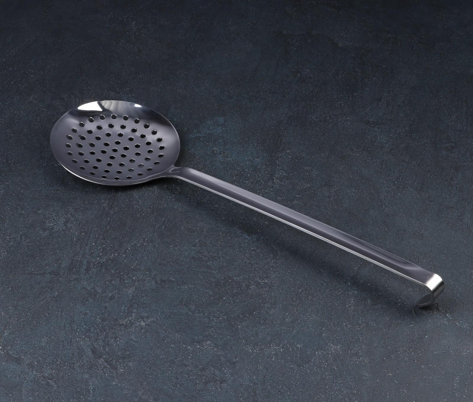 Шумовка из нержавеющей стали цельнометаллическая, d=12 см, h=41 см, толщина 3 мм, цвет серебряный