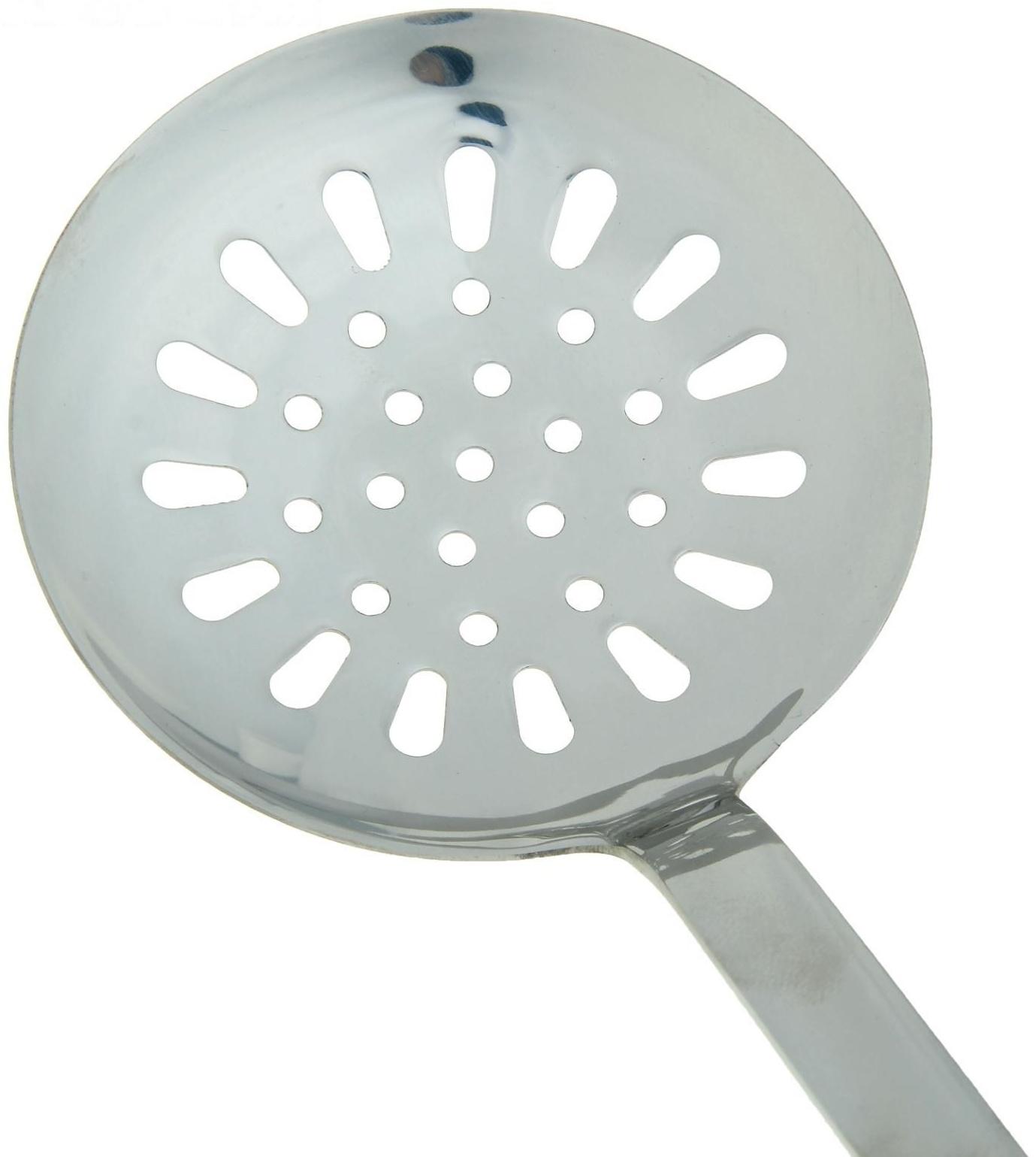 Шумовка из нержавеющей стали цельнометаллическая, d=12 см, h=41 см, толщина 3 мм, цвет серебряный