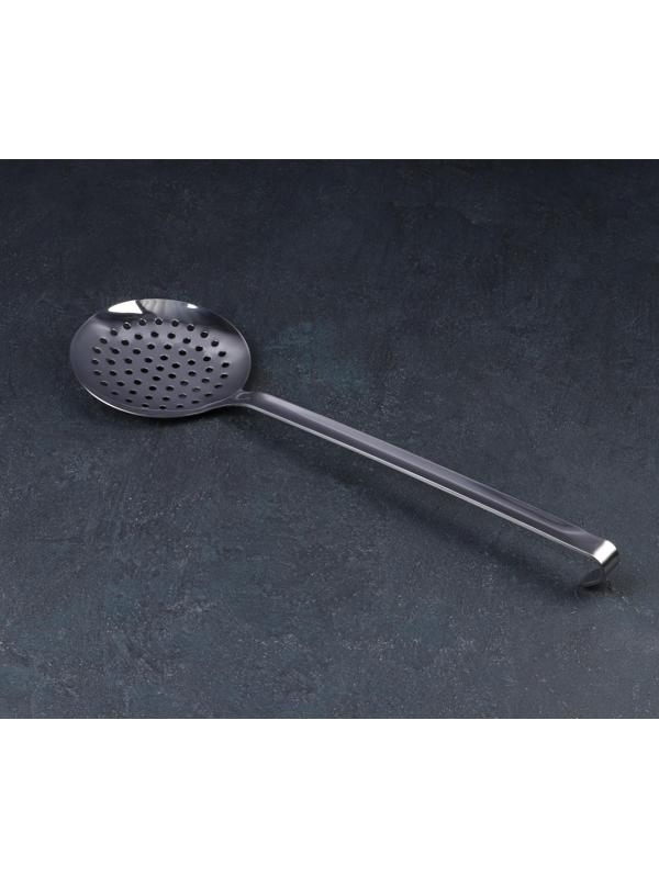 Шумовка из нержавеющей стали цельнометаллическая, d=12 см, h=41 см, толщина 3 мм, цвет серебряный