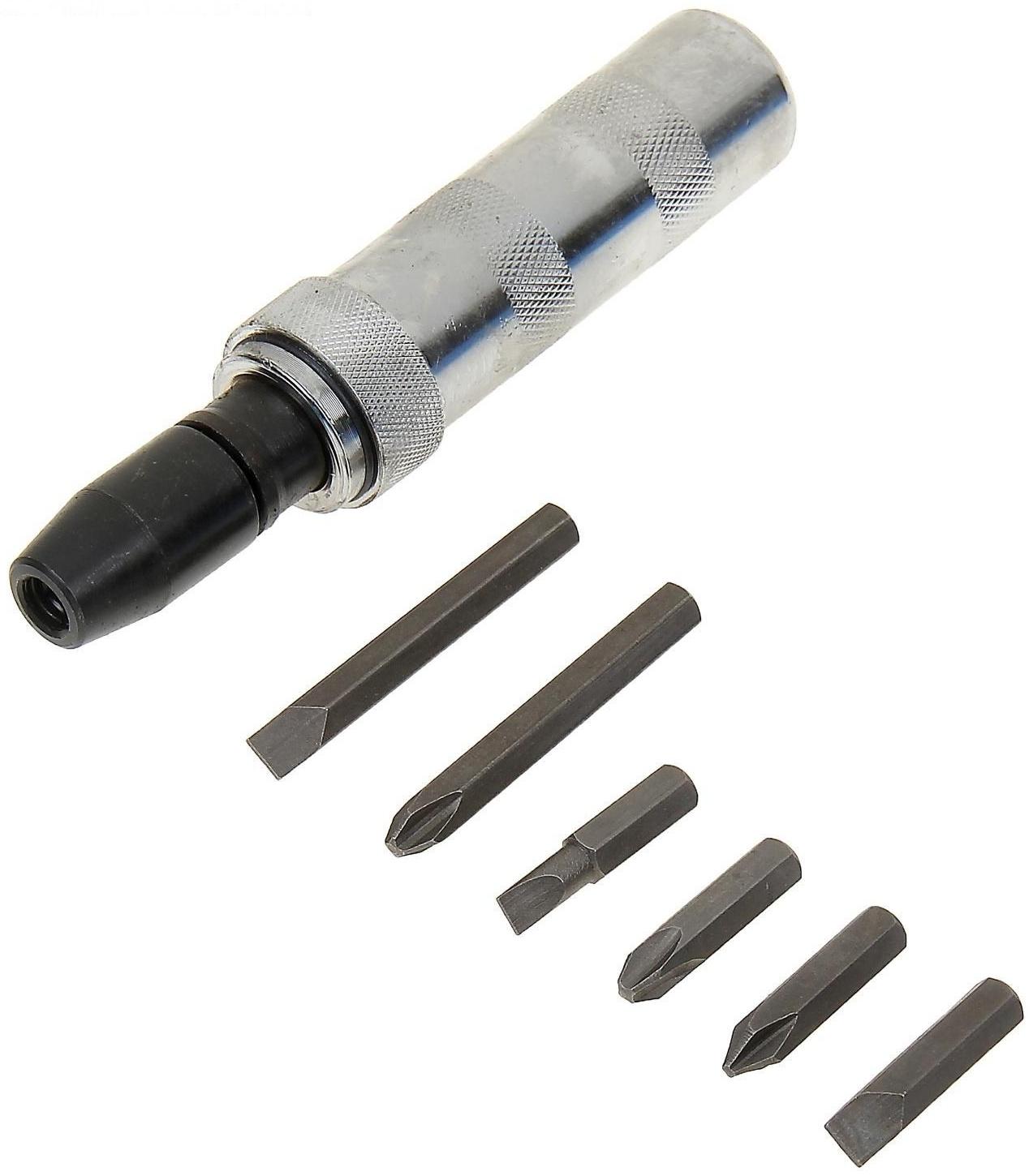 Отвертка MATRIX, ударно-поворотная 1/2, с набором бит 6 шт., в пластиковом боксе