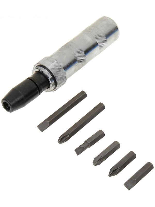 Отвертка MATRIX, ударно-поворотная 1/2, с набором бит 6 шт., в пластиковом боксе