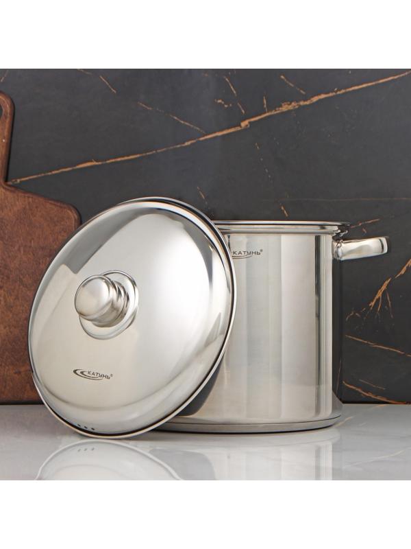 Кастрюля «Гретта», 7,3 л, d=22 см, капсульное дно, металлическая крышка, индукция