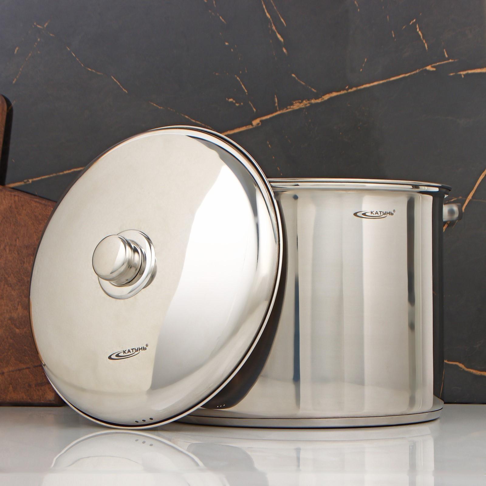 Кастрюля «Гретта», 13 л, d=28 см, капсульное дно, металлическая крышка, цвет серебряный