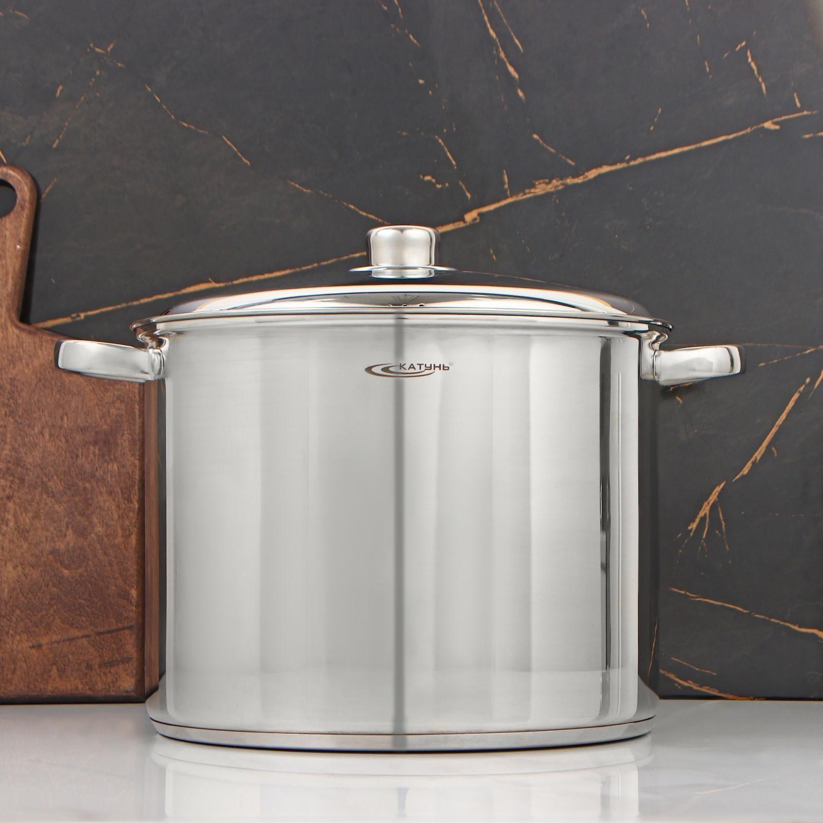 Кастрюля «Гретта», 13 л, d=28 см, капсульное дно, металлическая крышка, цвет серебряный