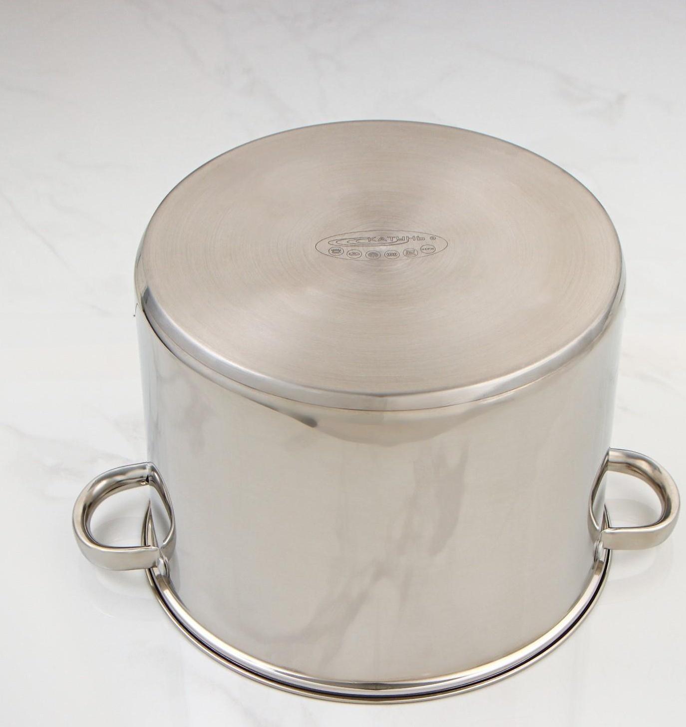 Кастрюля «Гретта», 13 л, d=28 см, капсульное дно, металлическая крышка, цвет серебряный