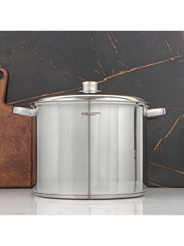 Кастрюля «Гретта», 13 л, d=28 см, капсульное дно, металлическая крышка, цвет серебряный