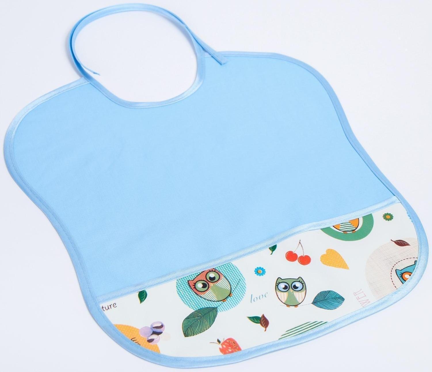 Нагрудник с карманом, из нетканого полотна с ПВХ покрытием, «Совы», цвет МИКС