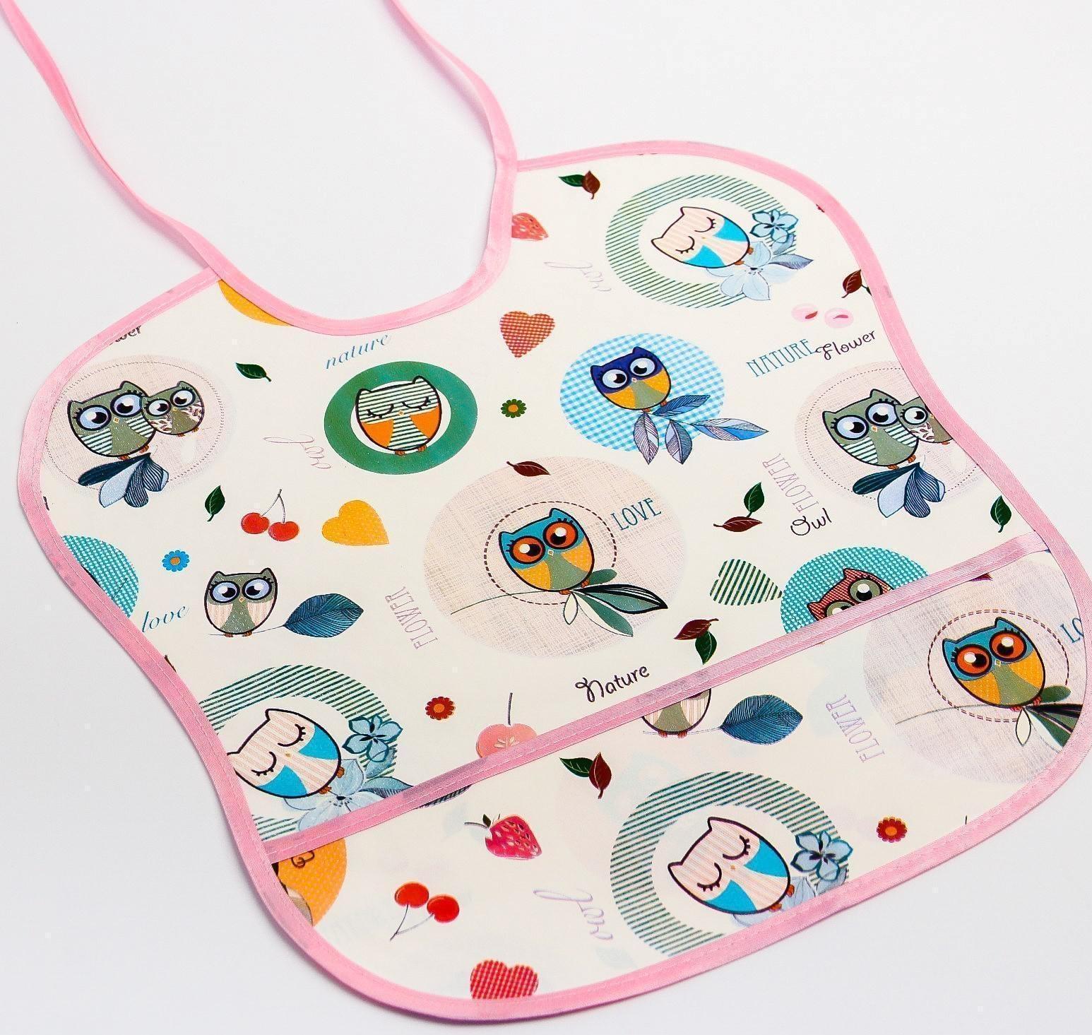 Нагрудник с карманом, из нетканого полотна с ПВХ покрытием, «Совы», цвет МИКС