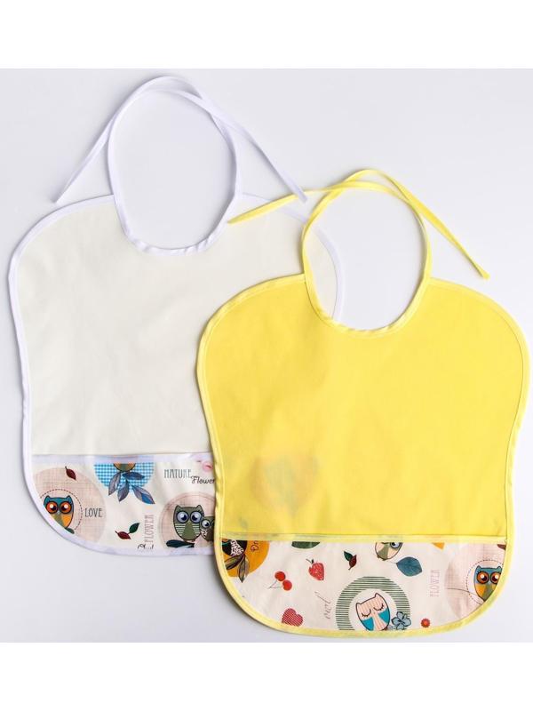 Нагрудник с карманом, из нетканого полотна с ПВХ покрытием, «Совы», цвет МИКС