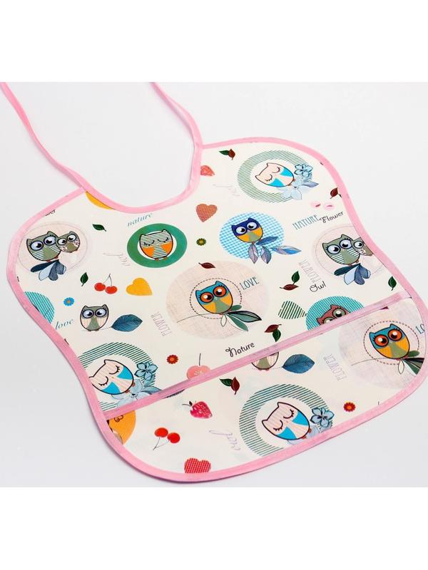 Нагрудник с карманом, из нетканого полотна с ПВХ покрытием, «Совы», цвет МИКС