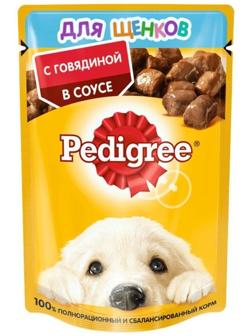 Влажный корм Pedigree для щенков, говядина в соусе, пауч, 85 г