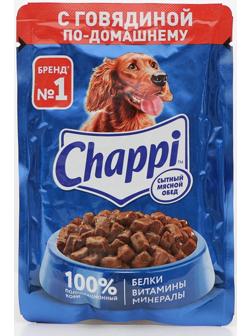 Влажный корм Chappi для собак, с говядиной, пауч, 85 г