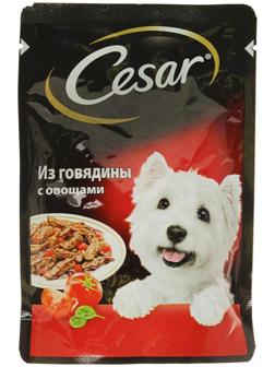 Влажный корм Cesar для собак, говядина с овощами, пауч, 85 г