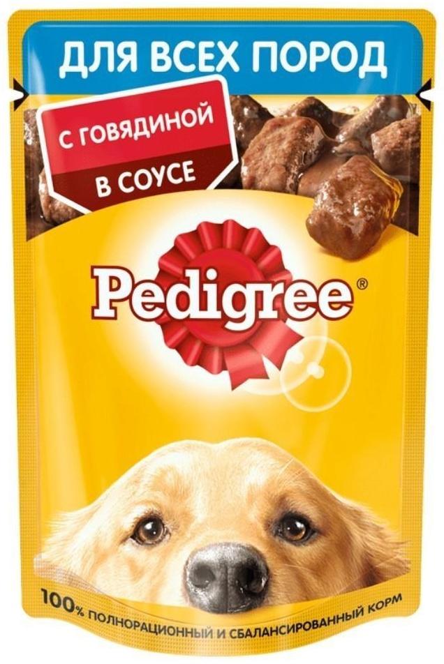 Влажный корм Pedigree для собак, говядина в соусе, пауч, 85 г