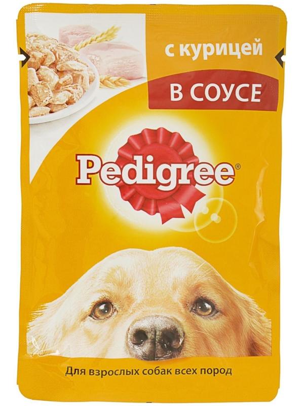 Влажный корм Pedigree для собак, курица в соусе, пауч, 85 г