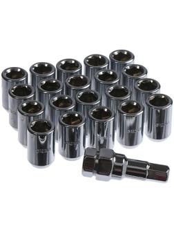 Гайки колёсные JN-302, 12x1.5, 33 мм, конус, набор 20 шт + ключ, хром