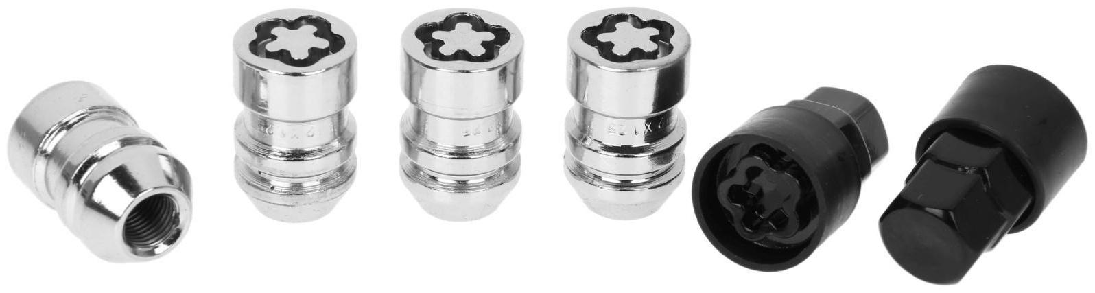 Секретки на колеса JN-618, гайка 12 x1.25 мм, высота 36 мм, закрытая, 4 шт + 2 ключа