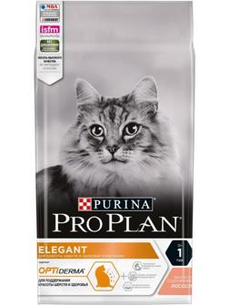 Сухой корм PRO PLAN Elegant для кошек, для шерсти и кожи, лосось, 1.5 кг