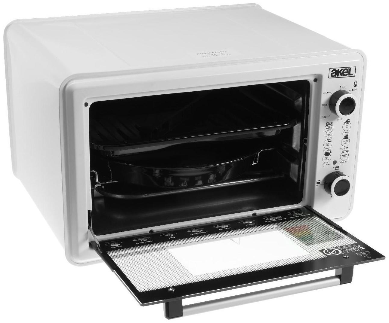 Мини-печь Akel AF-720, 1300 Вт, 36 л, таймер, регулировка температуры, белая