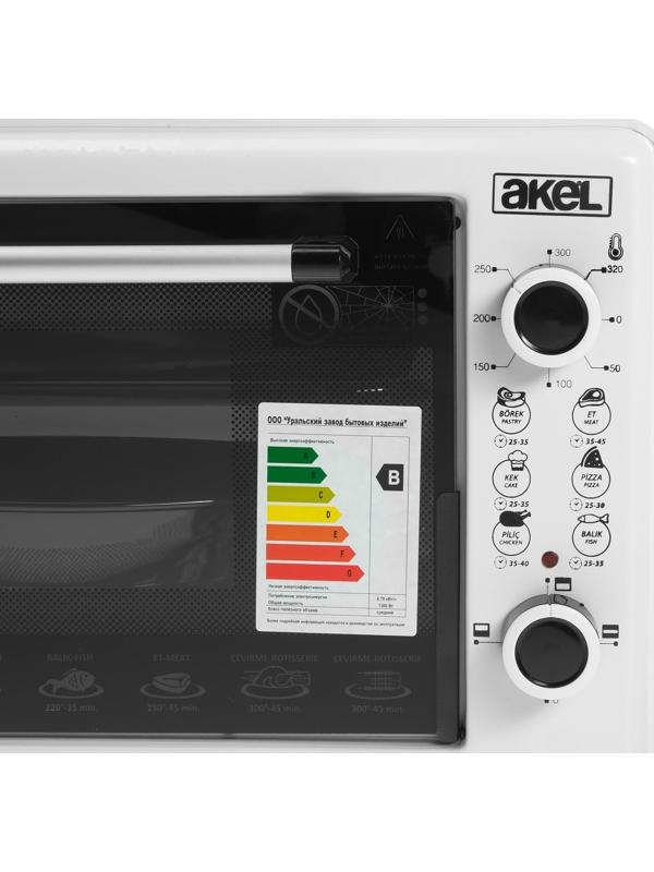 Мини-печь Akel AF-720, 1300 Вт, 36 л, таймер, регулировка температуры, белая