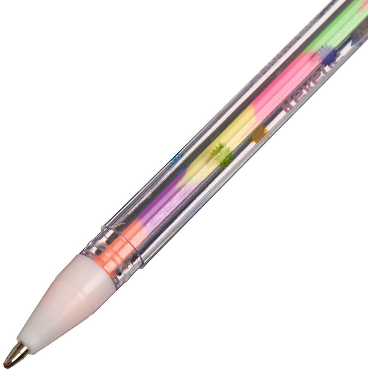 Набор гелевых ручек 6 штук, разноцветные стержни, в пластиковой упаковке