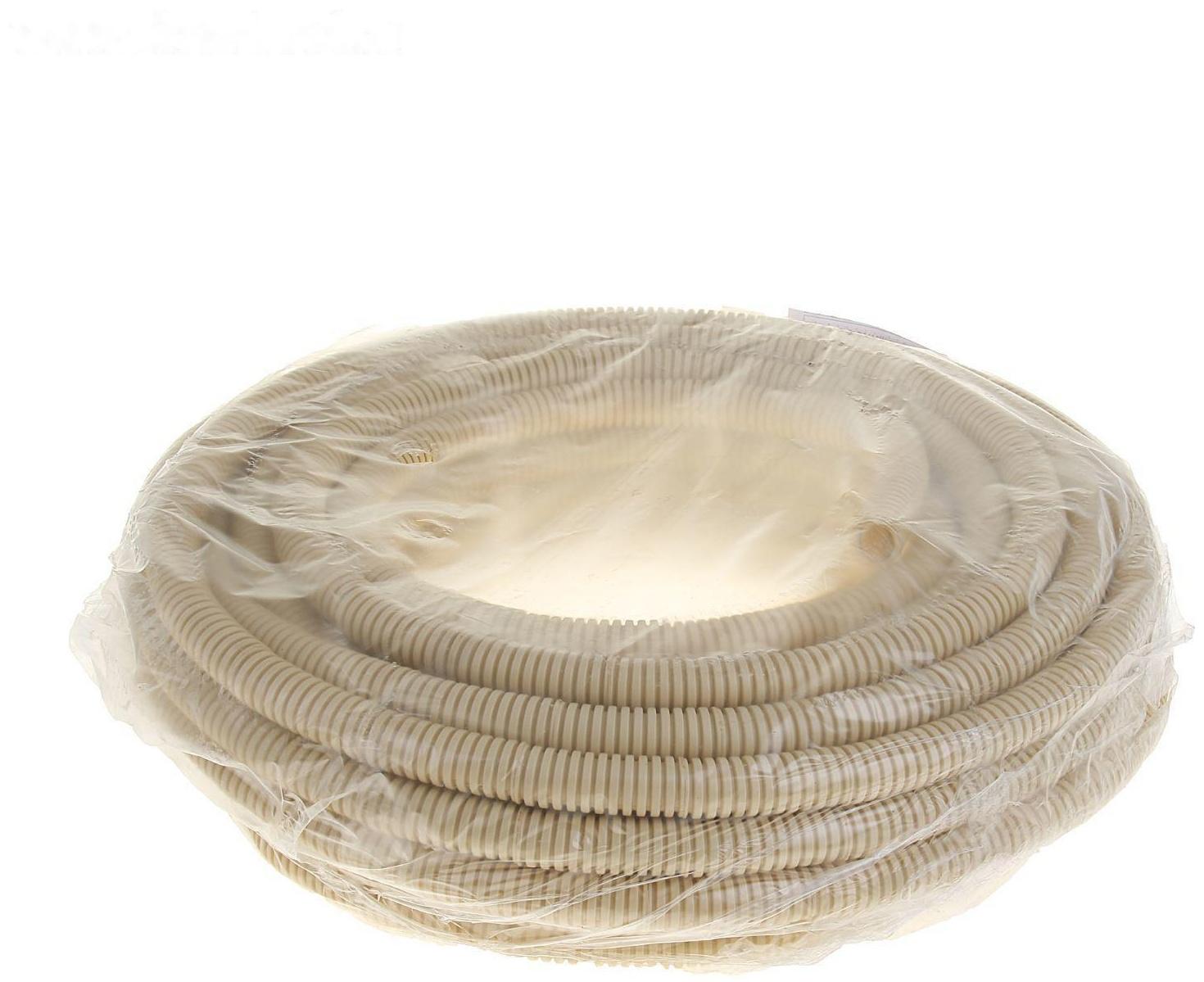 Гофротруба УРАЛ ПАК ПВХ, 25 мм, с протяжкой, 25 м, светлое дерево, ГФ-8104125-025