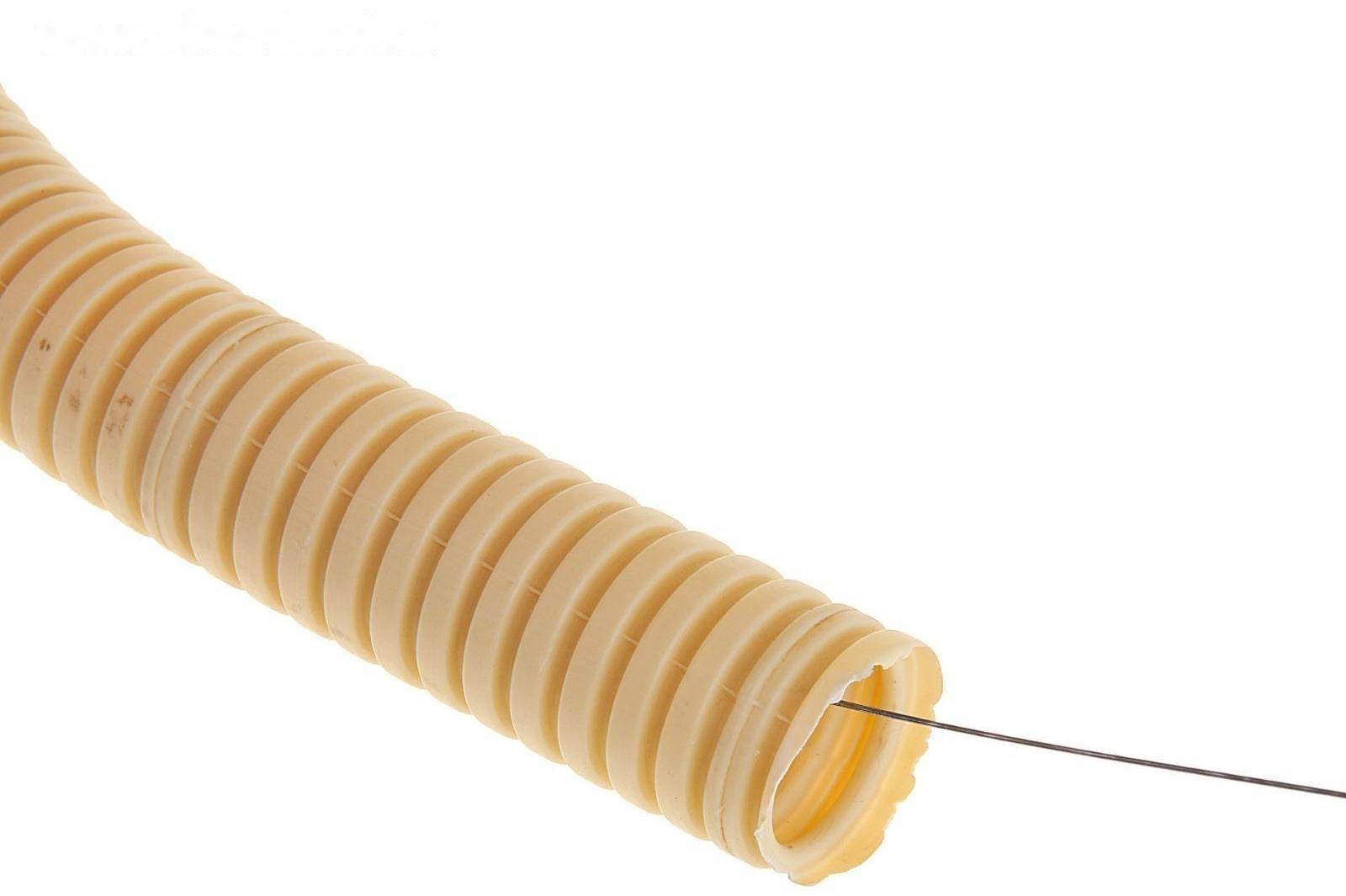 Гофротруба УРАЛ ПАК ПВХ, 25 мм, с протяжкой, 25 м, светлое дерево, ГФ-8104125-025