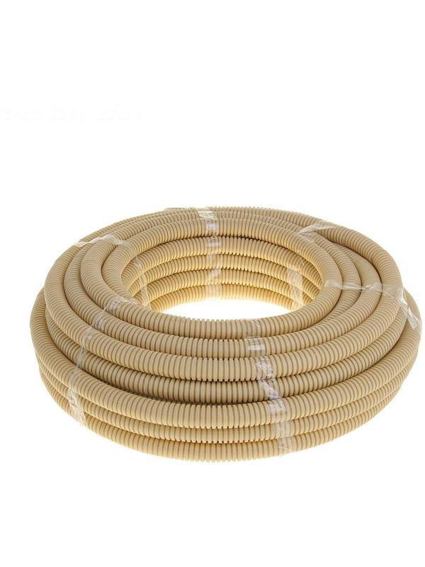 Гофротруба УРАЛ ПАК ПВХ, 25 мм, с протяжкой, 25 м, светлое дерево, ГФ-8104125-025