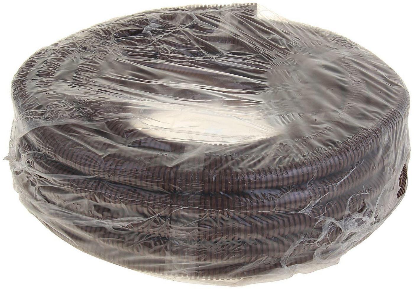 Гофротруба УРАЛ ПАК ПВХ, 25 мм, с протяжкой, 25 м, темное дерево, ГФ-9104125-025