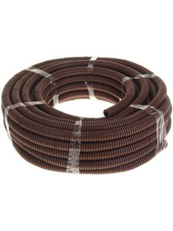 Гофротруба УРАЛ ПАК ПВХ, 25 мм, с протяжкой, 25 м, темное дерево, ГФ-9104125-025