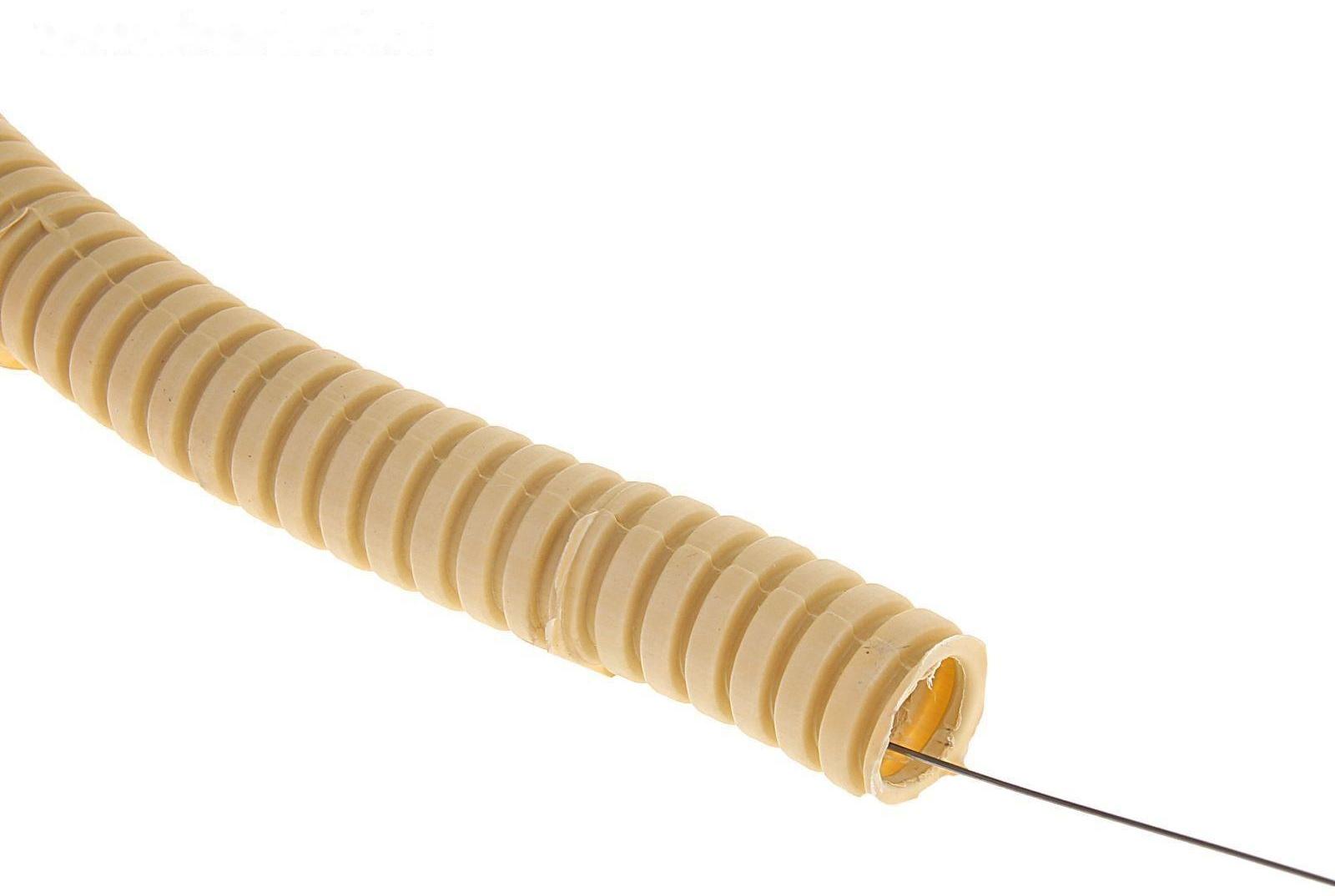 Гофротруба УРАЛ ПАК ПВХ, 16 мм, с протяжкой, 25 м, светлое дерево, ГФ-8104116-025