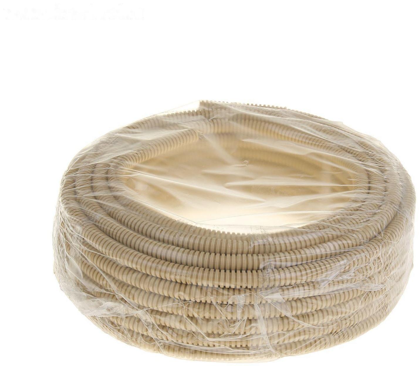 Гофротруба УРАЛ ПАК ПВХ, 16 мм, с протяжкой, 25 м, светлое дерево, ГФ-8104116-025